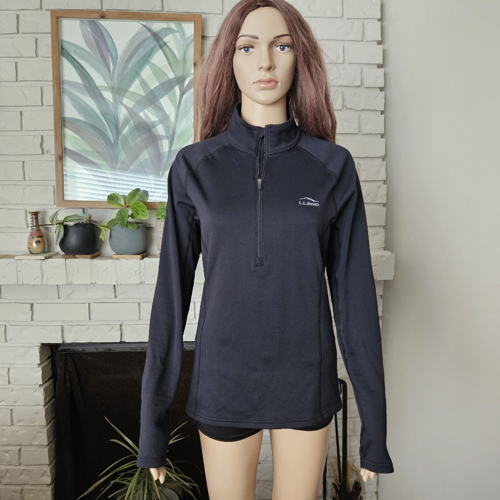 LL Bean fleece pullover sweater Small black sweatshirt